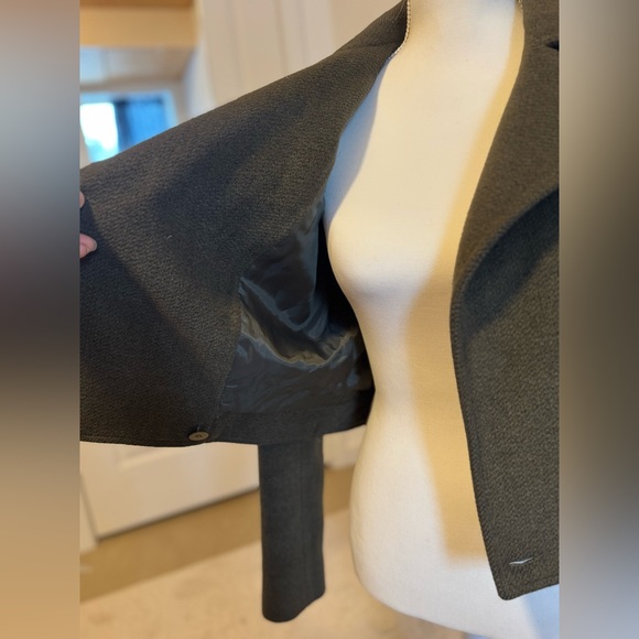 Vintage Carlisle Woven wool/angora cropped blazer w/waist buckle -hunter green 6 - Picture 9 of 11